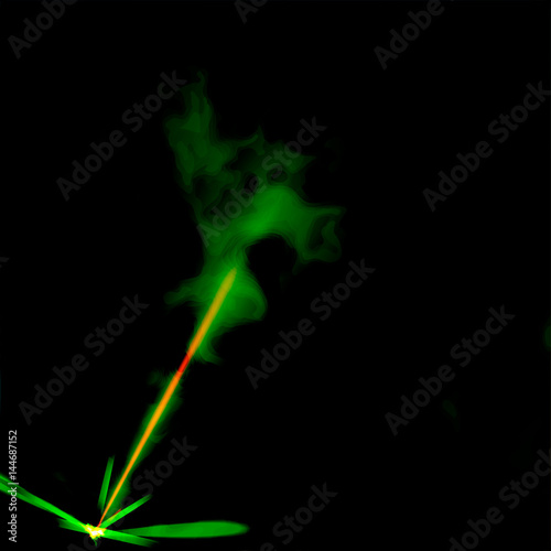 yellow laser with green haze, vector illustration eps 10