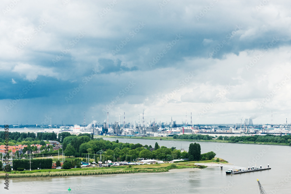 Fototapeta premium A large oil refinery in the harbor of Antwerp, Belgium