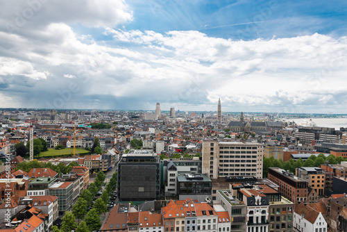 Aerial view of Antwerp in the harbor of Antwerp, Belgium
