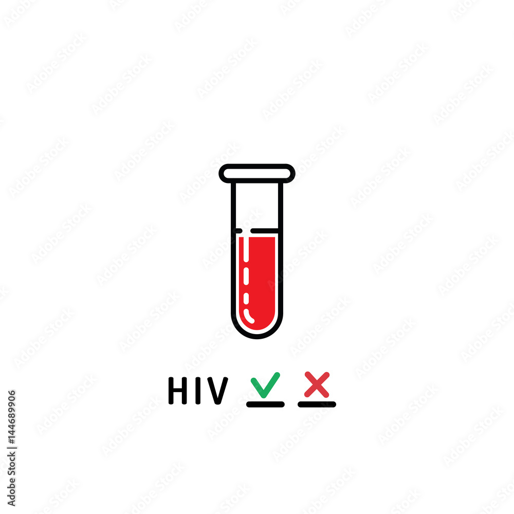 Plastic test tube with a blood sample for HIV testing. Plastic test tube with a blood sample for HIV testing.