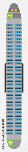 Narrow body Aircraft Seat Map with restroom Vector illustration 