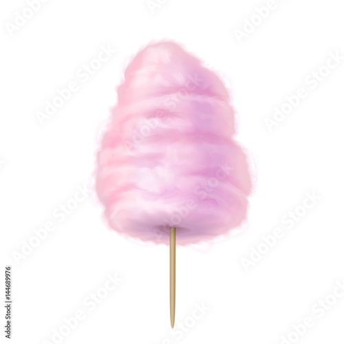 Pink cotton candy icon. Realistic vector illustration