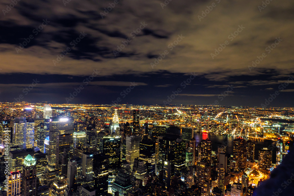 New York night skyline view,USA
