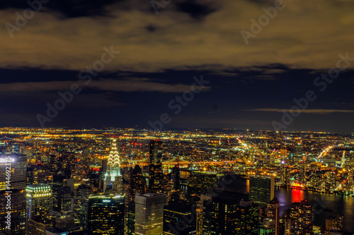Manhattan night skyline ,New York ,USA