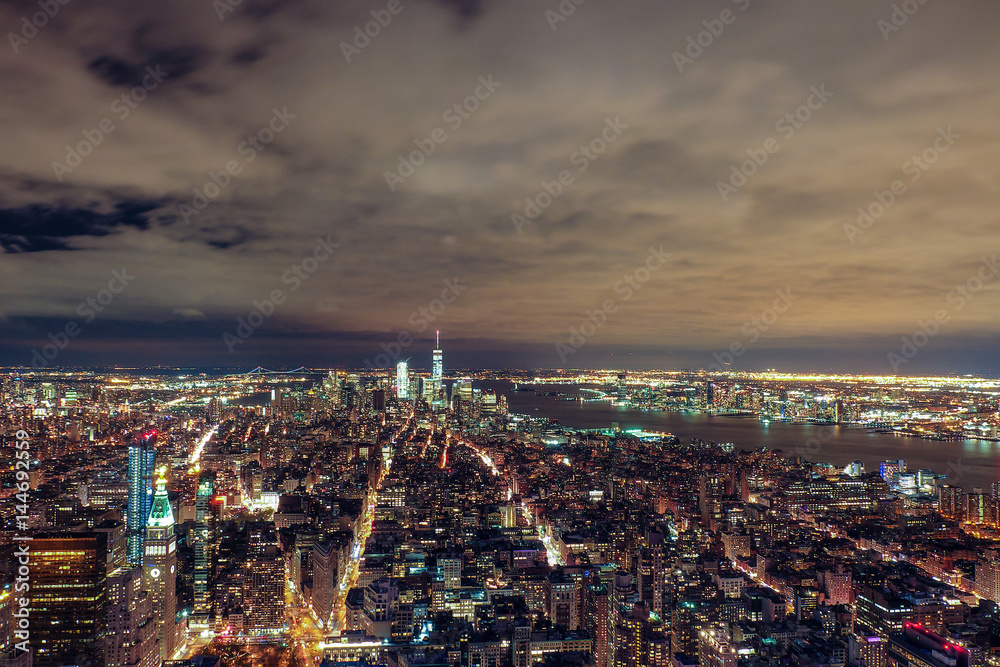 Manhattan downtown night view Manhattan downtown night view