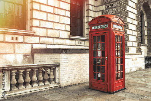 Red phone box in London, United Kingdom,
