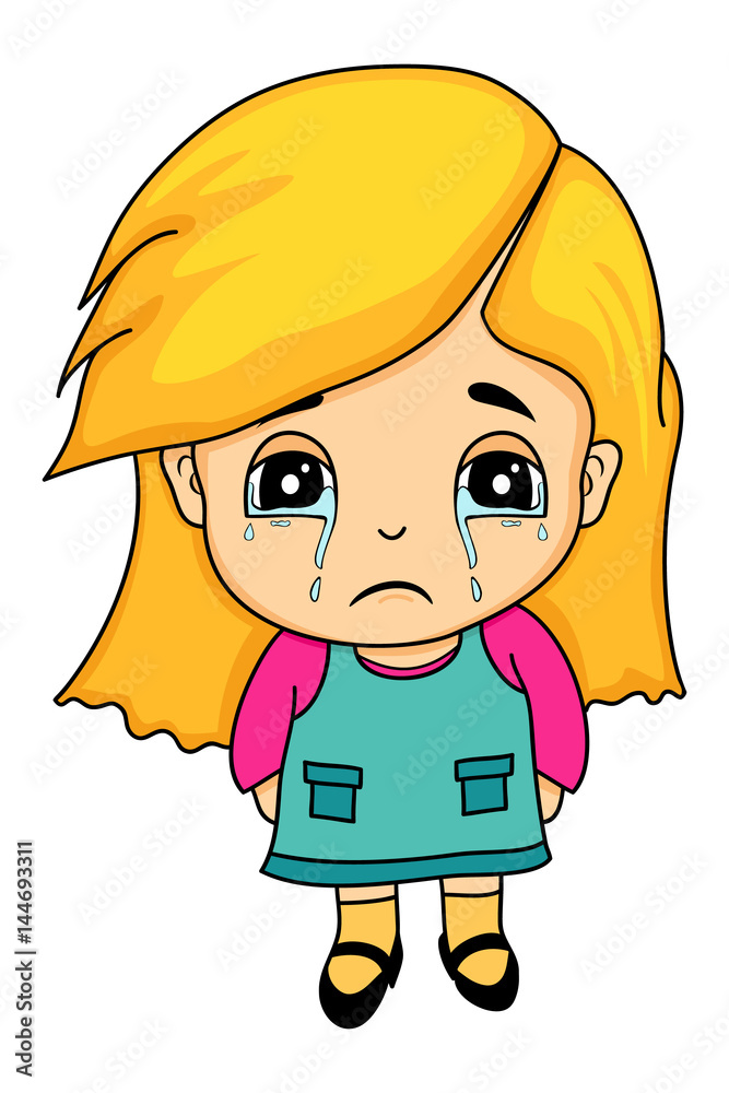 Girl crying - cartoon character Stock Vector | Adobe Stock