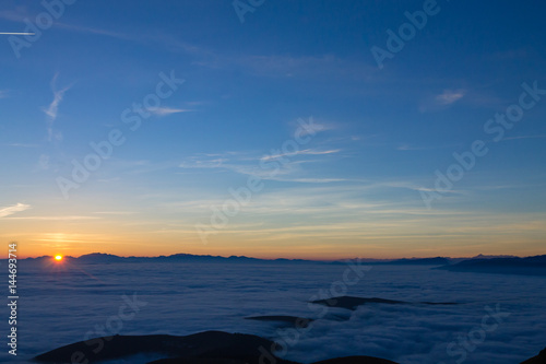 Carpet of clouds from mountain top