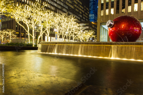 Pool around rockefeller was decorated by lighting in X'mas and new year period
