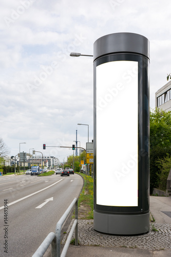 Blank Advertisement Sign City Urban Public White Isolated Clipping Path