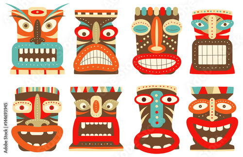 Set of tiki tribal mask