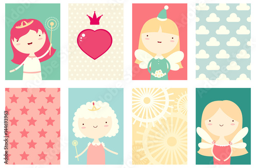 Set of banners with cute fairy-tale characters
