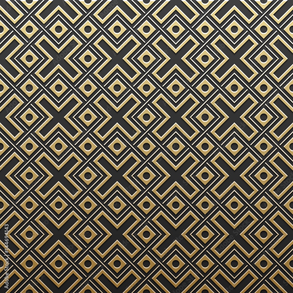 Golden metallic background with geometric pattern. Elegant luxury style.