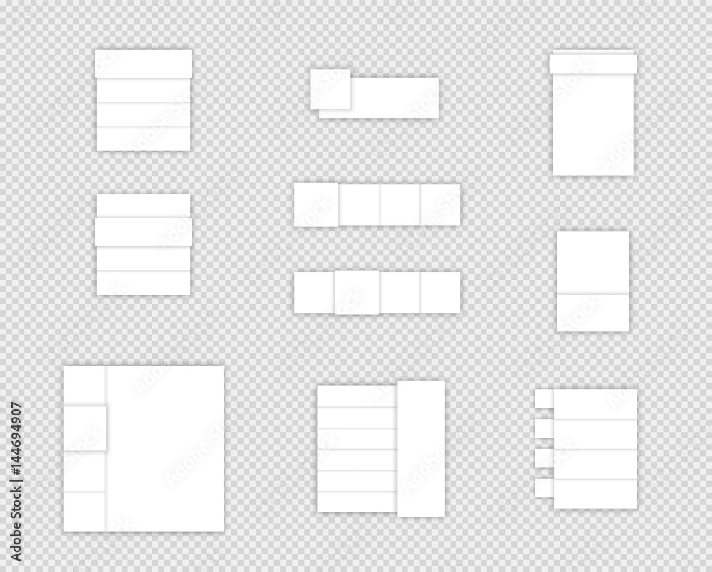 Set of Simple White Vector Text Boxes With Shadows A Set of Simple White Vector Text Boxes With Shadows A
