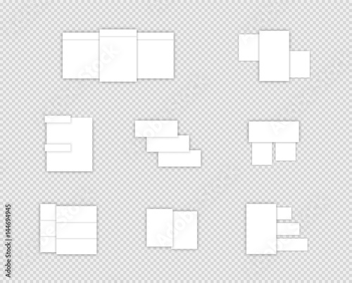 Set of Simple White Vector Text Boxes With Shadows B