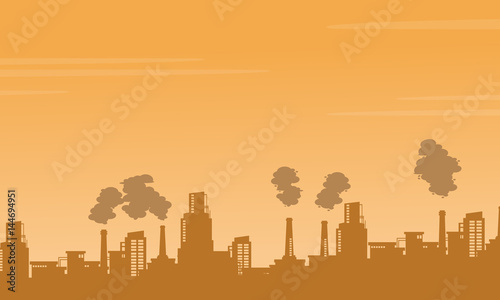 Silhouette industry pollution background