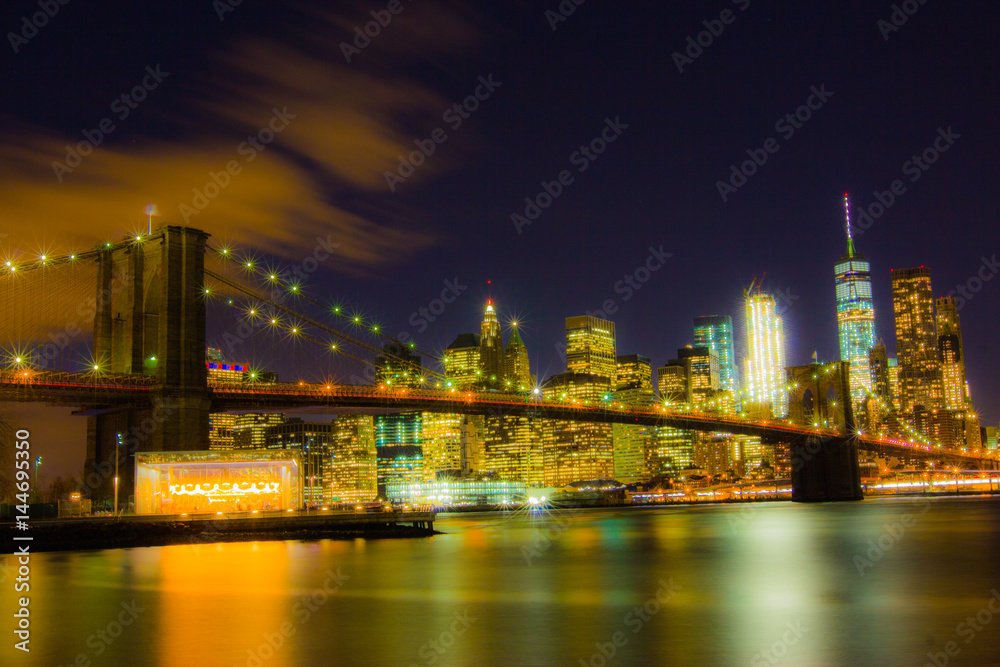 Blurred Brooklyn Bridge, NYC, USA
