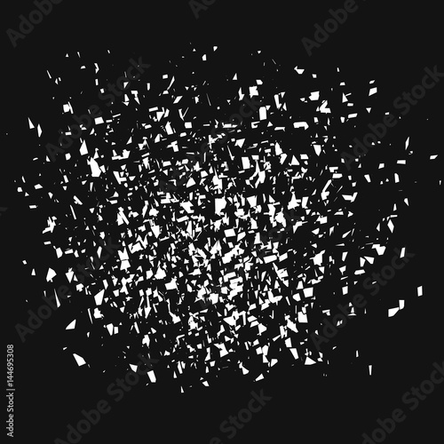Explosion. Shrapnel from the explosion.White fragments on a black background. Vector