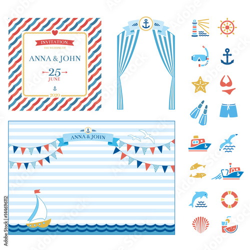 Event elements Marine nautical wedding invitation
