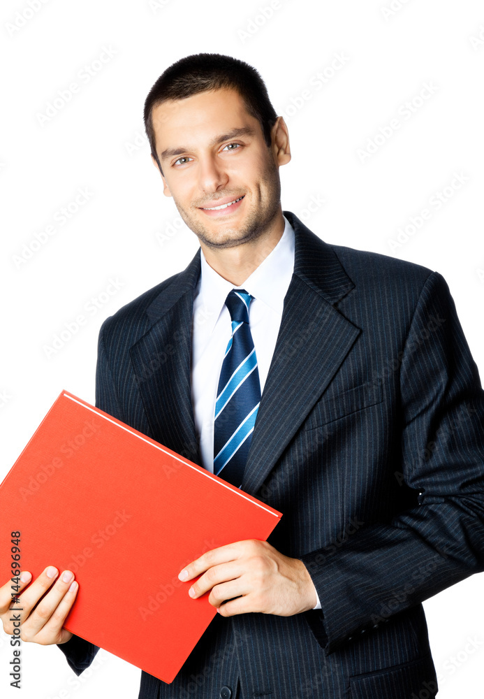 Businessman with folder, isolated on white background Businessman with folder, isolated on white background