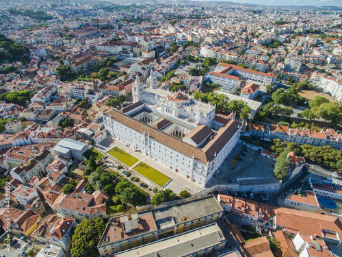 Fototapeta Naklejka Na Ścianę i Meble -  Aerial View old town of Lisbon city