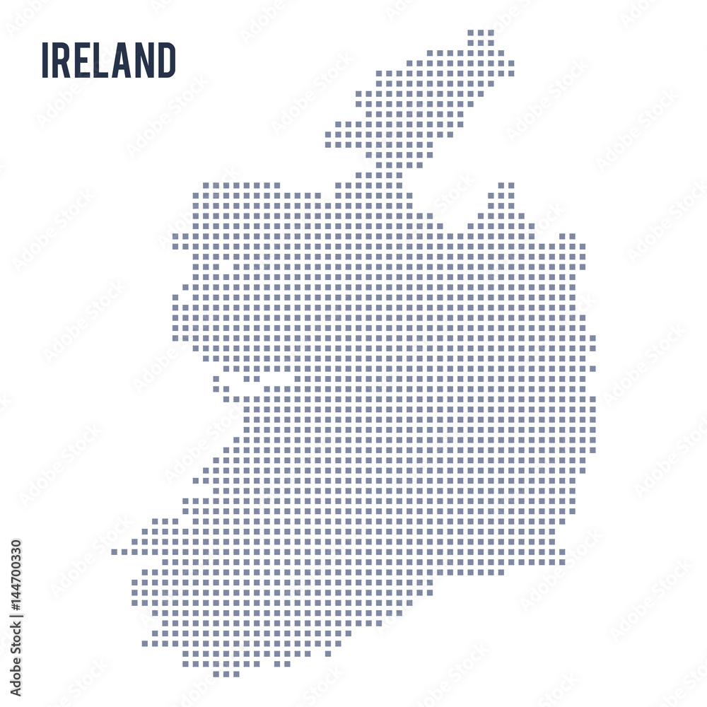 Vector pixel map of Ireland isolated on white background