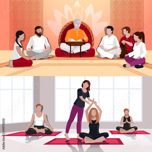Yoga And Spiritual Lesson Flat Compositions