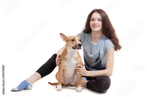 girl and dog