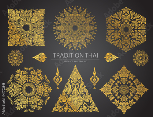 Set of Thai art element, Decorative motifs. Ethnic Art, icon vector