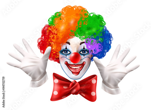 Circus Clown Face Colorful Realistic Portrait 