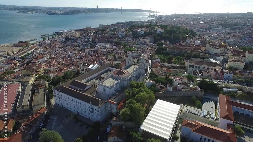 Aerial View old town of Lisbon city Aerial View old town of Lisbon city