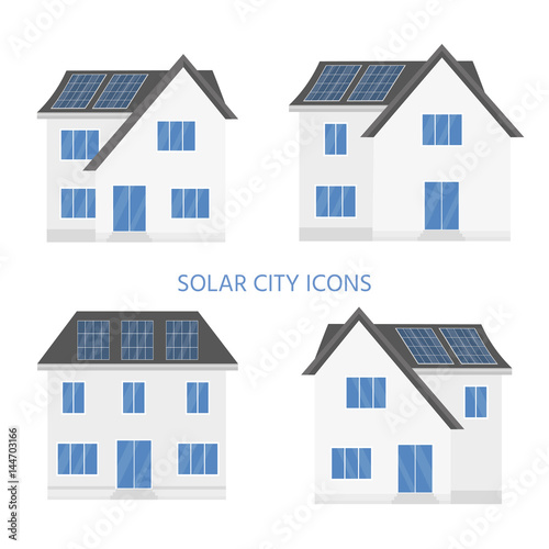 Clean modern house with solar panels. Eco friendly alternative energy