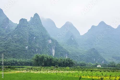 Mountains and rural scenery 