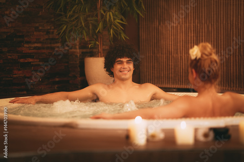 Couple Relaxing In the Spa Center.