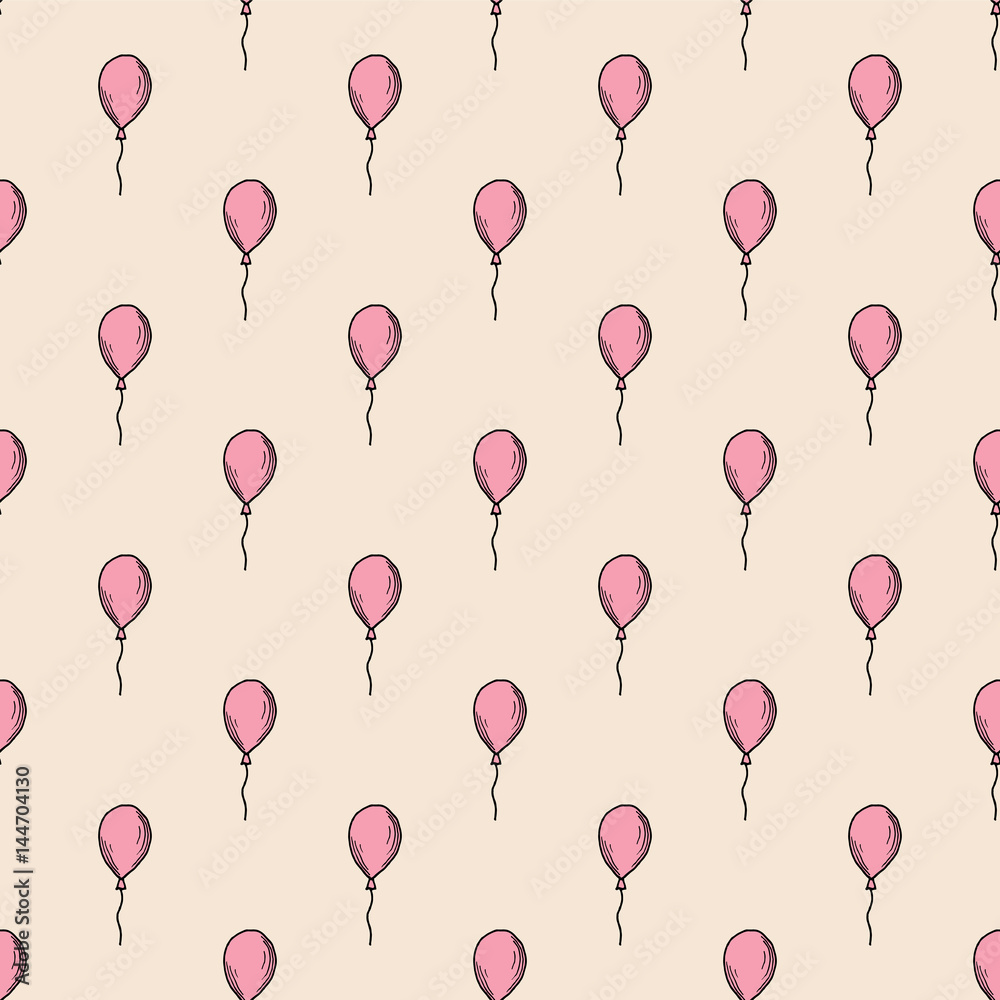 Holiday seamless pattern with multicolor air balloons. Design concept for gift cards, birthday greeting cards, festival decoration.