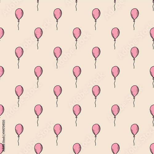 Holiday seamless pattern with multicolor air balloons. Design concept for gift cards, birthday greeting cards, festival decoration.