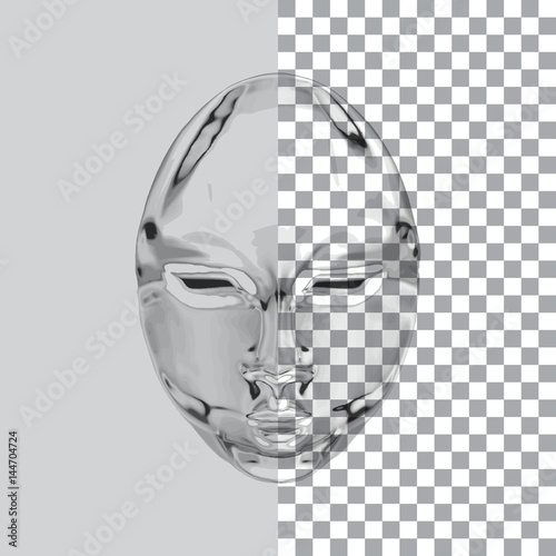 Crystal head on a transparent background. Transparent design element