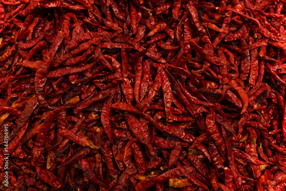 Dried hot chili. Background and texture of dried hot chili.