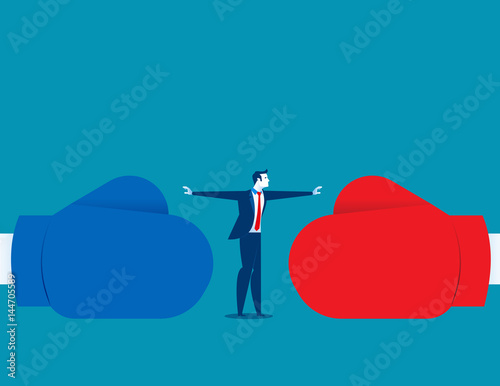 Man stop conflict or stop fighting. Concept business illustration. Vector abstract and character.