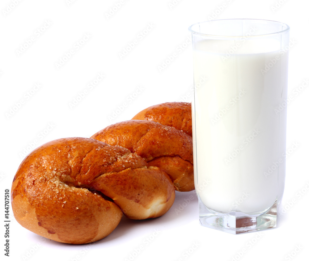 Glass of fresh milk with biscuit isolated on white background Glass of fresh milk with biscuit isolated on white background