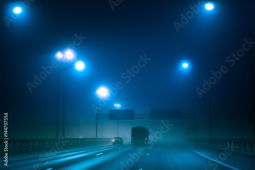Night road. Highway. Road j...