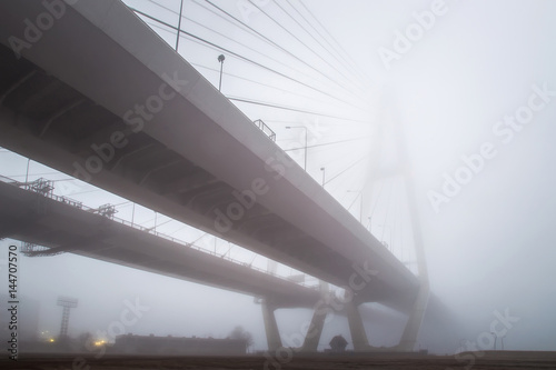 Expressway in the fog.