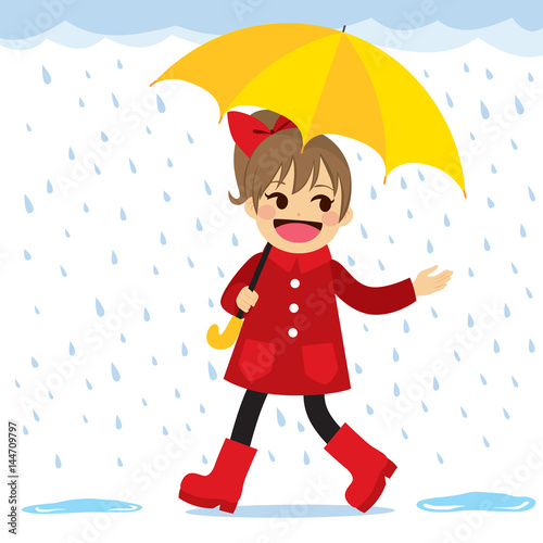 Cute little girl in red coa...
