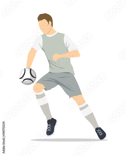 Isolated soccer player. Silhouette of a man in uniform with ball. African american.