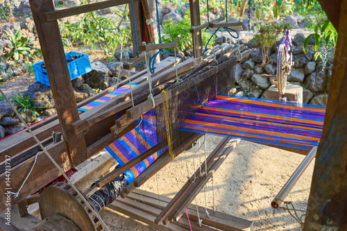 Traditional guatemalan loom / Colorful handmade fabric 