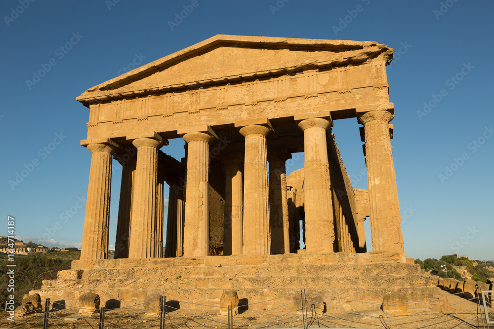 ruins of the ancient Greek temple of Concordia in the Valley of Temples, Agrigento, Sicily