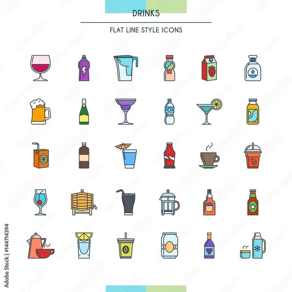 Drinks icons set Drinks icons set