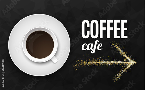 Luxury black background vector illustration with coffee cup