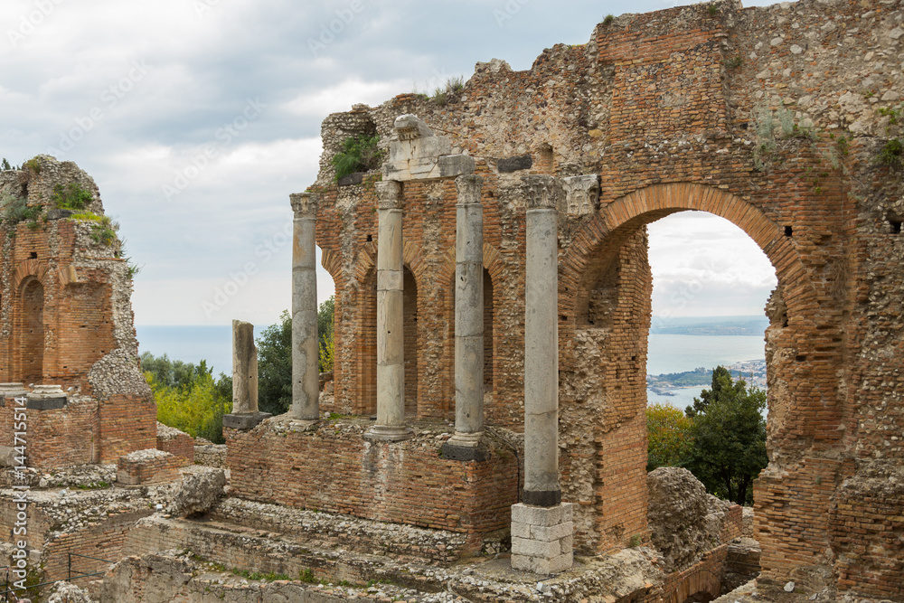 ruins of a Greek theater in Taormina, Sicily