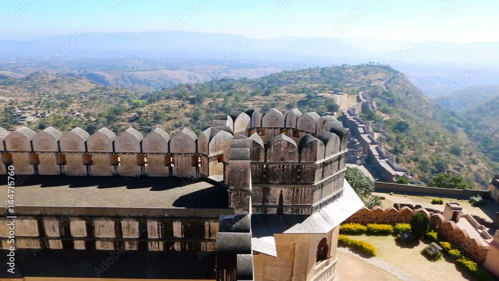 Kumbhalgarh fort in the Rajsamand district near Udaipur, India. Kumbhal fort Beautiful Ancient Indian fortification Architecture.